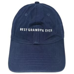 Wembley Baseball Cap Blue White OS Best Grandpa Ever Embroidered Adjustable Hat